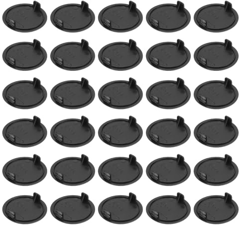 sourcing map 80Pcs Hinge Hole Covers, 35mm(1 3/8) Dia Plastic Concealed Hinge Hole Cover Plug Cap Round Flush Type Caps for Furniture Cabinet Cupboard Wardrobe Dresser, Black