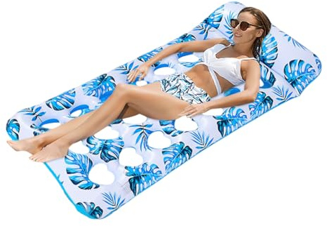 Inflatable Pool Lounger, Floating Swimming Pool Float,Summer Inflatable Pool Lounger, 18 Pockets Swimming Bed Pool Inflatables For Adults