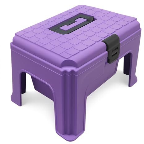 Large Tool Storage Box (Purple Plastic Step Stool Utility Case)