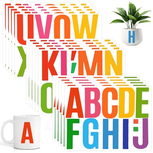 15 Blatt Buchstaben Aufkleber Große, 4 Zoll Klebebuchstaben, Buchstaben Aufkleber, Bunt Vinyl Buchstabenaufkleber, Bunte Alphabet Aufkleber, für Scrapbooking, Grußkarten, Briefkästen, Poster