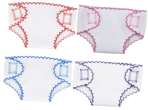 FUNNETOYU 4 Stück Stoff Puppenwindeln Wiederverwendbar Puppen Unterwäsche Aus Stoff Für 18 Zoll Puppen Babypuppenzubehör Für Mädchen Waschbare Puppenunterhose Zum Wechseln