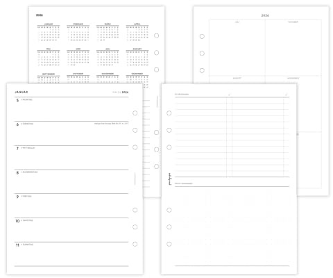 pen & pages® Kalender 2026 1 Woche eine Seite + ToDo DIN A5 Kalendereinlage für Ringbuch mit DACH Feiertagen und Jahresübersicht 6 fach Lochung