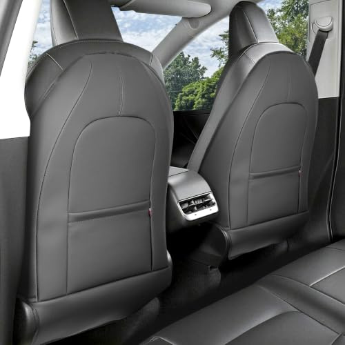 Viaviat Seat Back Kick Protector, 2 Pack Waterproof Scratchproof Leather Kick Mats for Tesla Model Y All Trims, Juniper Only Premium, Model 3 All Trims, Highland Only Premium, Model S Model X