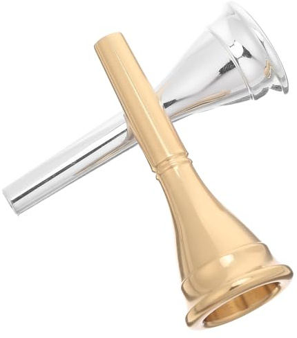 HAMPPLIES 2 Stück Universelle Hornmundstücke aus Messing mit Silber und Goldbeschichtung Komfortabel für Bühne Geeignet für Waldhorn und Mellophon
