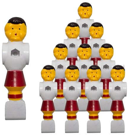 Kickerfigur Champion, 2-färgad Soccer-figur universellt lämplig för alla bordsparastänger med Ø 16 mm, räfflad halkfri fotyta, robust, teamset med 11 st. röd och blå (röd)