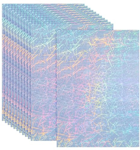 PATIKIL 12pcs A4 Papel Holográfico Adhesivo Imprimible, Calcomanías Holográficas Pegatinas Vinilo Autoadhesivo Impermeable para Tinta Laser Inyección Impresora Decoración, Tejido de Paja