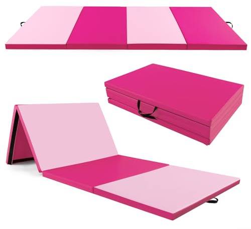 COSTWAY 300 x 120 x 5 cm Weichbodenmatte, Gymnastikmatte klappbar, Turnmatte aus PU mit Kletterverschluss & Tragegriffen, Fitnessmatte Yogamatte Zuhause für Gymnastik, Yoga