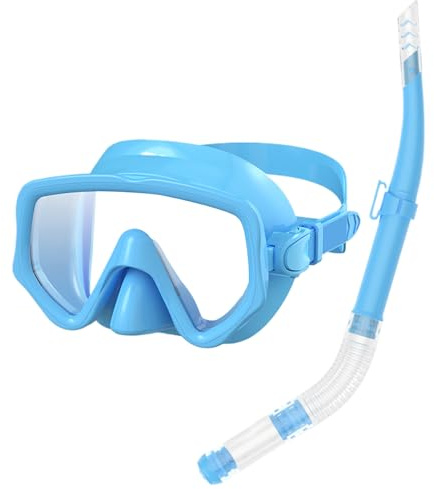 Trockener Schnorchel – Silikon-Panorama-Brille, Schnorchel, Weitblick, Gesichtsabdeckungs-Set, ideal für Schwimmen, Training, Strandausflug, Inseltourismus, Unterwasseraktivitäten, reisefreundlich