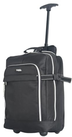 ZAHRAB 40x30x20cm for Ryanair Wizz Air, Underseat Bag Lightweight Hand Luggage Cabin Bag Trolley with Wheels Flight Bags Suit Case (Black)
