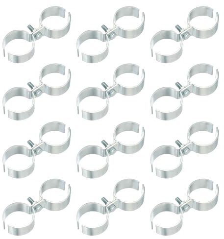 sourcing map 12pcs Chain Link Fence Panel Clamps, Dog Kennel Clamps for 1‑1/2 (38mm) Round Pipe Frame, Galvanized Steel Fence Connector Temporary Dog Cage Hardware Parts with Bolts and Nuts