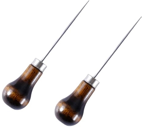 2 Pcs Awl Tool,with an Ergonomic Wooden Handle,Gourd-Shaped Awl,Suitable for Leather Craftsmanship,Sewing Craftsmanship,DIY Handicrafts,and Handle Scratch Holes