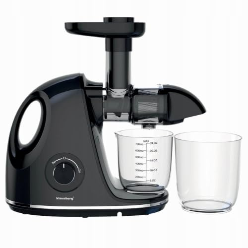 Klausberg Slow Juicer svart glans med Cold Press-teknik, BPA-fri plast och rostfritt stål, 700 ml, 150 W