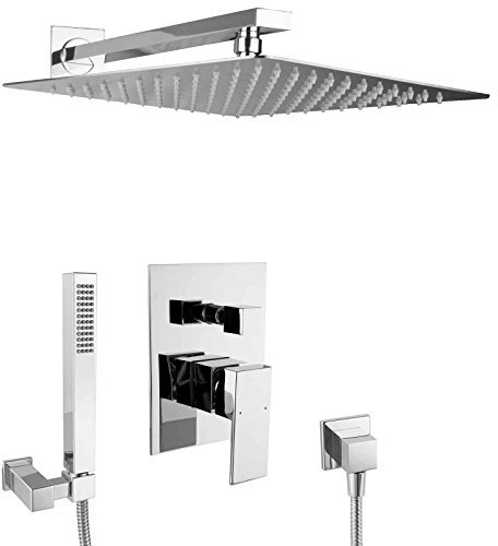 PaulGurkes Regendusche Duschsystem Duschset unterputz 30cm Kopfbrause Regenwalddusche Tropendusche Rainshower Komplettset einbaufertig Wandmontage Regenbrause Kopfbrause