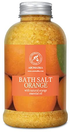 Badesalz mit Natürlichem Ätherischen Orangenöl 600g - Meersalz am Besten für Guten Schlaf - Stressabbau - Beauty - Baden - Körperpflege - Wellness - Schönheit - Entspannung - Aromatherapie - Spa