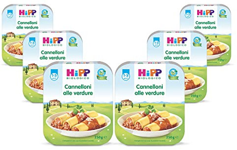 HiPP - Piatto Pronto Bio, Cannelloni alle Verdure, con Ingredienti Biologici, per Bambini, 6 Confezioni da 250 gr