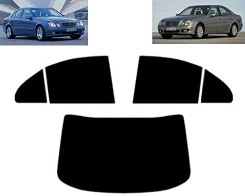 Passgenaue Tönungsfolie für-Mercedes E Class W211 4-Türen Limousine 2003-2009 Heck/Seitenscheiben (05% Tiefschwarz)