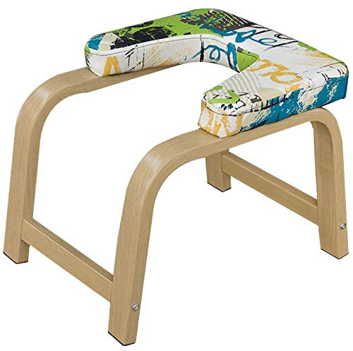KUANDARYJ Yoga Handstand Bench - Yoga Praxis - Stand Yoga Stuhl für Familie, Gym - Holz und PU-Pads - Entlasten Sie Müdigkeit und steigere Deine Kraft und Körperbeherrschung, Gold