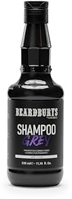 Beardburys Ljusgörande lila schampo för grått och vitt hår neutraliserar gula och orange toner, violetta och blå pigment, silverfärgat hårtoner för män, återfuktande och renande hårbotten 330 ml