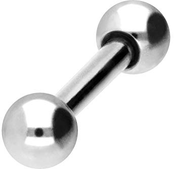 PIERCINGLINE Barbell i kirurgiskt stål | 2 kulor | piercing, stav, bröst, intim, öron, tunga | storlekar och färgval e 1 mm stavtjocklek 10 mm stavlängd, colore: Silverfärger | 3 mm kulstorlek, cod. SLX400-SI-1-10-3