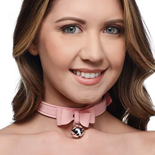 Golden Kitty Collar with Cat Bell - Pink/Silver