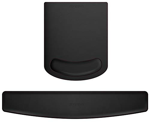 ZORESYN PU Leder Handgelenkauflage, Handballenauflage Mouse Tastatur Handgelenkstütze Set, Anti-Rutsch Mauspad Tastatur Handgelenkpolster, für Computer, Gaming - Schwarz