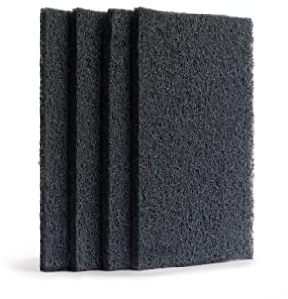 BLINGBLACK - Pack 4 XL Black Fibre anti-bacterial Kitchen Scouring Pads - Ultra Resistant Long-Lasting Black Scouring Pad - Double Layer of Abrasives - Extreme Cleaning with Professional Results