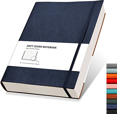 RETTACY Notebook B5, Lined Journal, Softcover Notepad, 320 Pages, Blue