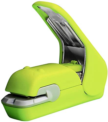 Danzyt Hefter für den Schreibtisch Stapelfreie Hefter-Zeit sparen mühelosen Nadelfreie Handhled Hefter Mini tragbar Tragbares Heftgerät aus langlebigem Metall (Color : Green)