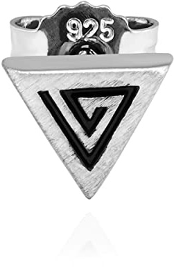 NKlaus Enstaka triangelörhängen 925 silvermatt svart 5 x 5 mm herrörhänge 13460