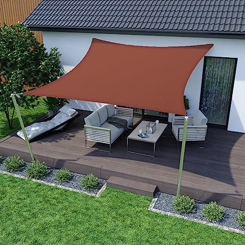 Sun Shade Sail 2x3m Rectangular Garden Sun Sail 95% UV Block Outdoor Patio Garage Party Sunscreen Awning Canopy with Ropes (Rust Red)