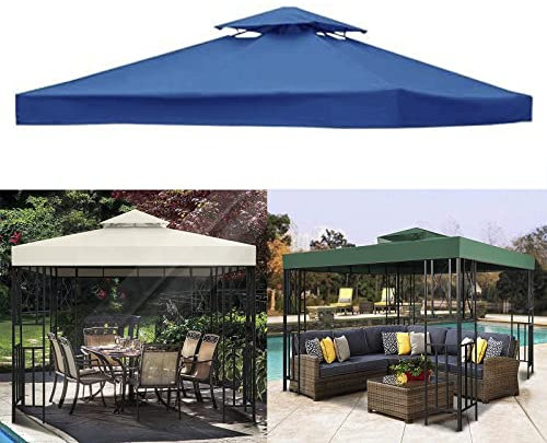 PJDDP Pavillondach Ersatzdach 3x3M,Doppelte Wasserdicht Ersatzdach für Pavillon,Pavillon-Ersatzabdeckung, Ersatzbezug Dachbezug für Garten Pavillon,Sturmsicheres Partyzelt(Nur Oben),Blau