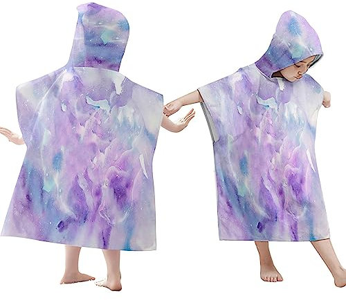 doyouwantmore Kinder Wickeln Poncho Handtuch Bademantel Schnell trocknende Batikfarbe Kapuze Strandtuch Bademantel Bademantel mit Kapuze für Surfen Schwimmen Bad Reisen