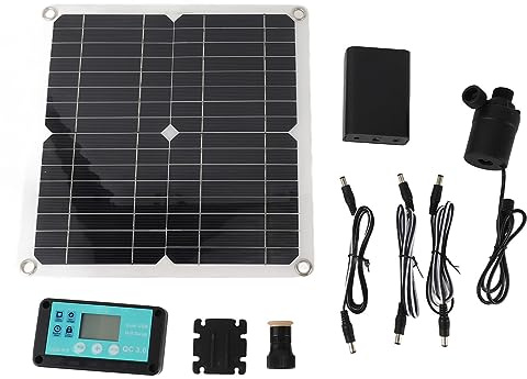 Asixxsix Solar-Springbrunnenpumpe, 50 W, Solarpanel, 22 W, Springbrunnenpumpe mit Batteriekasten, Zeitsteuerung, DC12 V, Solarbetriebene Springbrunnen-Wasserpumpe für Vogelbad,Teiche,Garten