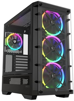Nfortec Draco X Torre Gaming E-ATX con 4 Ventiladores A-RGB, Frontal mallado, Vidrio Templado y controladora PWM - Color Negro