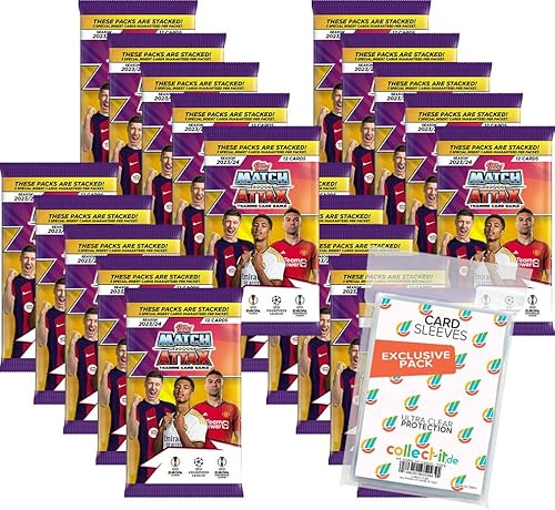 Bundle mit Champions League 2023/24 - Trading Cards - 20 Booster + Exklusive Collect-it Hüllen