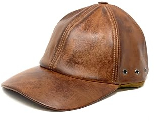 Albsales Baseball Cap Leder Outdoor Biker Kappe Lederkappe Käppi Unisex