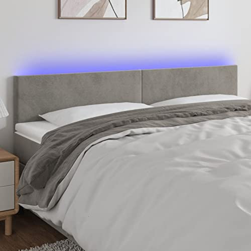 LAPOOH Kopfteil, Bettkopfteil, Kopfteil Bezug, Bettrückwand, Bett Rückwand, Kopfteilabdeckung, Kopfteilbezüge, Hellgrau 200x5x78/88 cm Samt