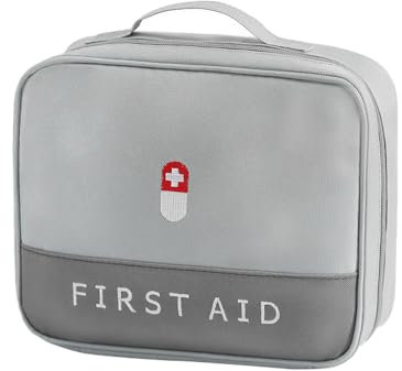 XINGSUI Teiliges Erste Hilfe Set,Dokumenten-Organizer,Tragbar leer Erste-Hilfe-Koffer,Ideal für Familie,Camping und,Outdoor (Grau)