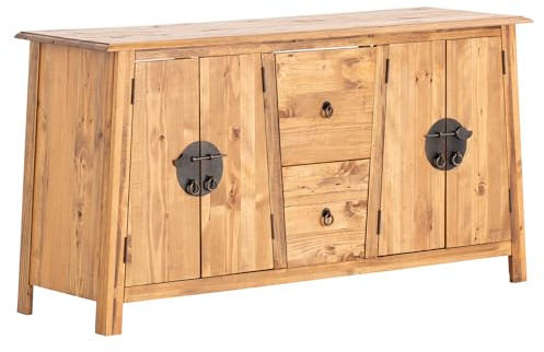 Woodkings Waschtisch Rangun 140cm | Badunterschrank aus rustikalem Holz | Badezimmer Schrank Stilvoll & Funktional | Mit Stauraum