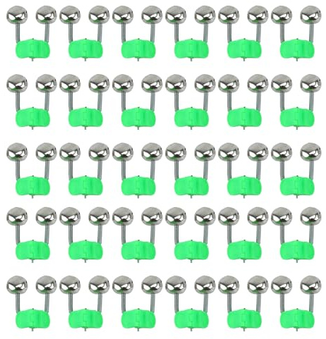 Helweet Pêche Cloche, Alarme de Pêche, 30 Pièces Cloche de Pêche en Métal, Accessoires de Pêche, Clips de Cloche de Pêche, Portable, pour la Pêche en Plein Air Canne à Pêche Double Cloches