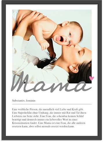 OWLBOOK® Muttertagsgeschenk Bild | Personalisierte Geschenke für Frauen | Fotogeschenke Geschenke zum Muttertag | Muttertagsgeschenke für Mama | Definition Mama Poster | Papier