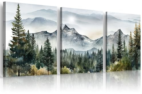 MHARTK66 Modern ästhetische Bilder Wohnzimmer Landschaft Gemälde 40x60 cm | waldmuster, leinwandmaterial, hd-druck, leicht zu hängen, einfache montage, für viele räume geeignet, gute geschenkidee