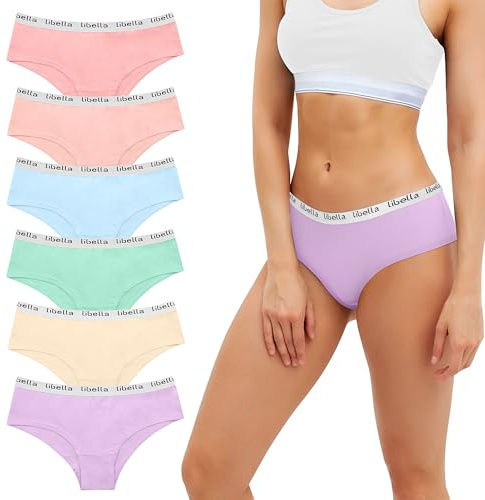 Uizuooy Damtrosor Bomull Medium Midja Andningsbara Bekväma Mjuka Trosor 6-pack, Flerfärgad-un7, S