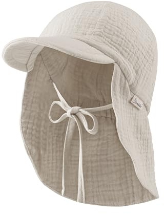 Sterntaler Schirmmütze Nacken Musselin - Unisex Mütze aus Baumwoll Musselin (Bio) - UV-Schutz 50+ Sonnenhut mit Nackenschutz - Baby- und Kinder Sommer Kopfbedeckung zum Binden