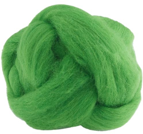 GORGECRAFT 100g Nadelfilzwolle Grün Gefärbt Merinowolle Top Roving Filzwolle Fasergarn Filzmischung Dreads Zum Filzen Spinnen Stricken Weben Dickes Garn Weihnachten DIY Materialien Handarbeiten