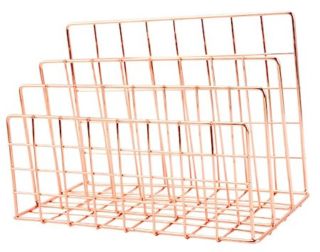 Parliky Metall Schreibtisch Organizer Mit Fächern Praktischer Ablage Für Bücher Dokumente Und Bürobedarf Stilvoller Robuster Design Roségold Für Ihr Home Office