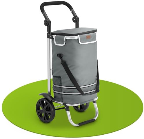 Juskys Einkaufstrolley 3in1 mit 2 Rollen für Shopping - 56 L Tasche abnehmbar - Trolley klappbar & modern - Sackkarre Einkaufsroller Grau