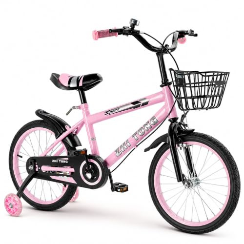 16 Zoll Kinderfahrrad, Verstellbarer Sitz & Lenker, Kohlenstoffstahlrahmen, Doppelbremsen, Stoßfeste Speichenräder, Magnetisches Blitzrad, Abnehmbare Stützräder