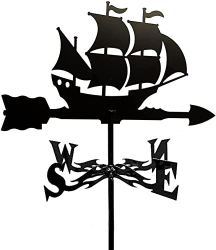 Girouette, girouette en métal, girouette de bateau pour pavillon de jardin, kit indicateur de direction du vent avec ornement à motif de voilier, design créatif, décoration de jardinage, girouettes