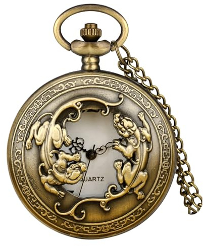 Fogitbok Vintage Quartz Pocket Watches for Men with Chains Pendant Pocket Watch Women’s Necklace Watches Unique Designs with Box